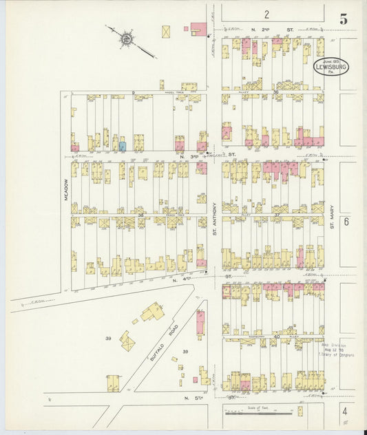 Sanborn Fire Insurance Map from Lewisburg, Union County, Pennsylvania (1913), Sheet #0005 - Historic Sanborn Fire Insurance Map Print, vintage old map wall art, antique decor, genealogy gift, Pennsylvania Pennsylvania map