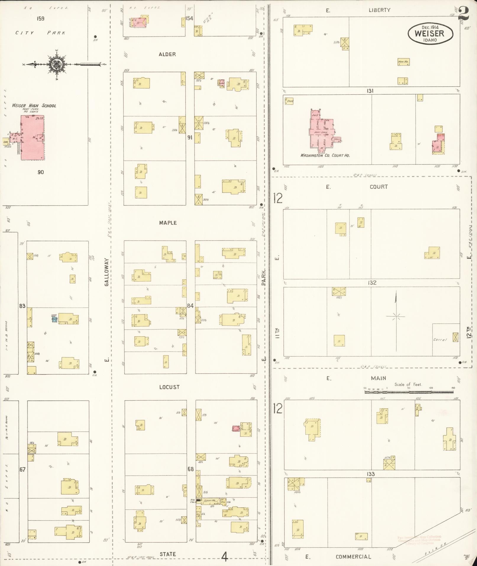 Sanborn Fire Insurance Map from Weiser, Washington County, Idaho (1914), Sheet #0002 - Complete Map Set gallery image, historic Sanborn map, vintage wall art, Idaho Idaho