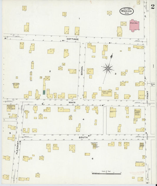 Sanborn Fire Insurance Map from Marion, Plymouth County, Massachusetts (1908), Sheet #0002 - Historic Sanborn Fire Insurance Map Print, vintage old map wall art, antique decor, genealogy gift, Massachusetts Massachusetts map