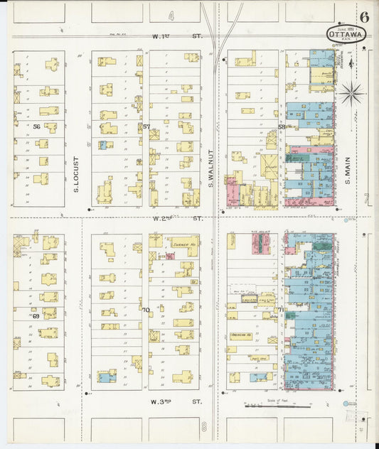 Sanborn Fire Insurance Map from Ottawa, Franklin County, Kansas (1893), Sheet #0006 - Historic Sanborn Fire Insurance Map Print, vintage old map wall art, antique decor, genealogy gift, Kansas Kansas map