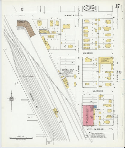 Sanborn Fire Insurance Map from El Reno, Canadian County, Oklahoma (1920), Sheet #0017 - Complete Map Set gallery image, historic Sanborn map, vintage wall art, Oklahoma Oklahoma
