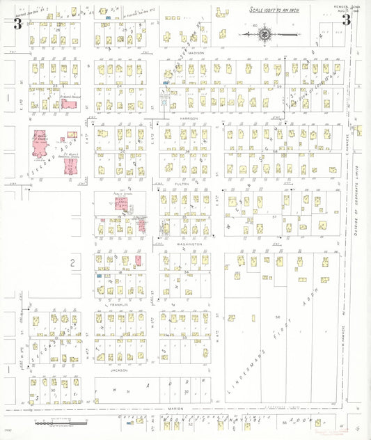 Sanborn Fire Insurance Map from Remsen, Plymouth County, Iowa (1941), Sheet #0003 - Historic Sanborn Fire Insurance Map Print, vintage old map wall art