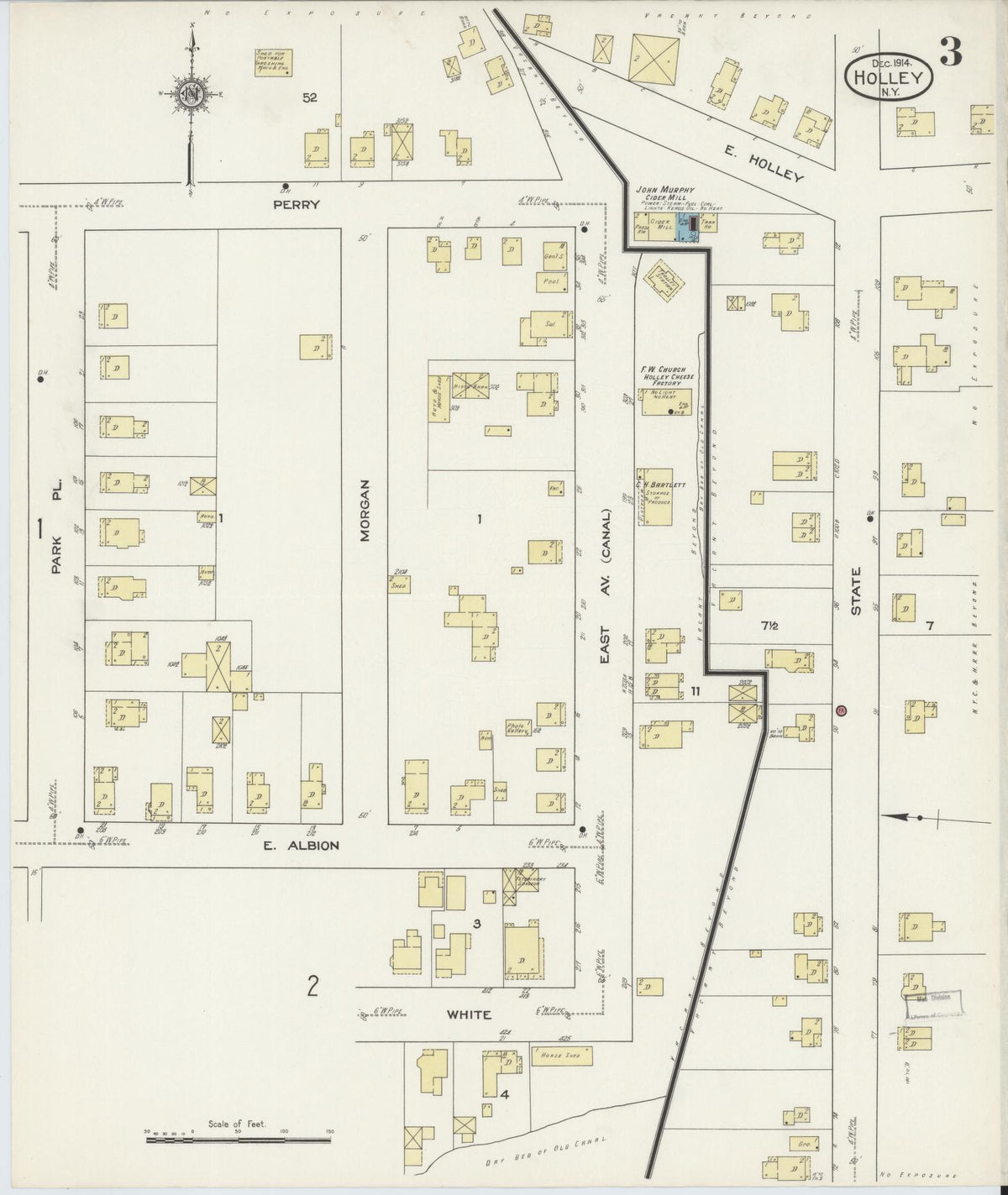 Sanborn Fire Insurance Map from Holley, Orleans County, New York (1914), Sheet #0003 - Complete Map Set gallery image, historic Sanborn map, vintage wall art, New York New York