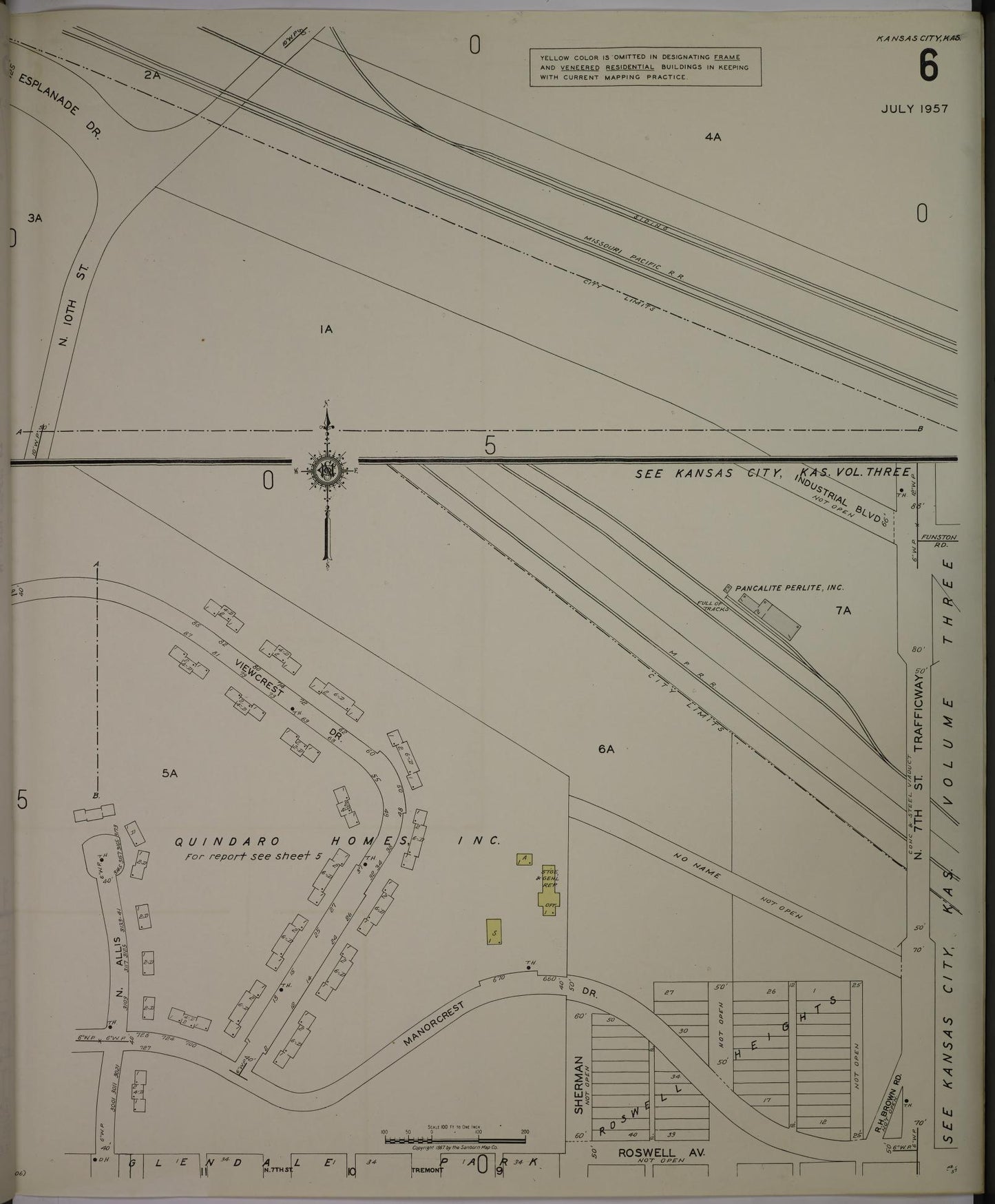 Sanborn Fire Insurance Map from Kansas City, Wyandotte County, Kansas (1957), Sheet #0006 - Complete Map Set gallery image, historic Sanborn map, vintage wall art, Kansas Kansas