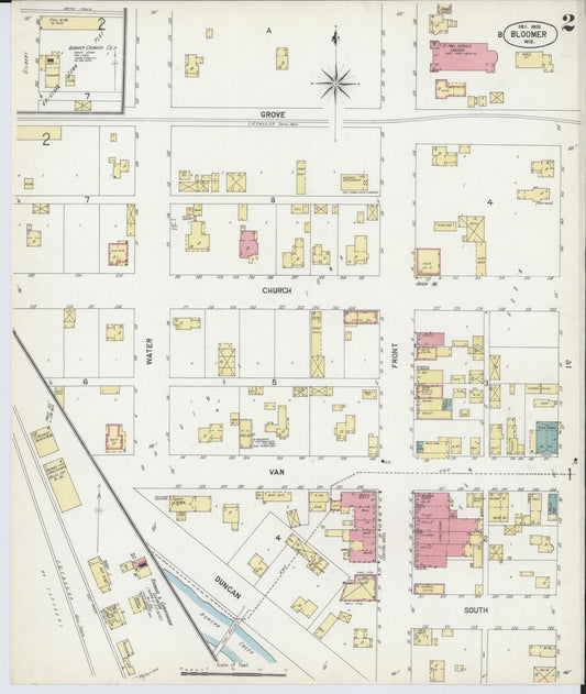 Sanborn Fire Insurance Map from Bloomer, Chippewa County, Wisconsin (1902), Sheet #0002 - Complete Map Set gallery image, historic Sanborn map, vintage wall art, Wisconsin Wisconsin