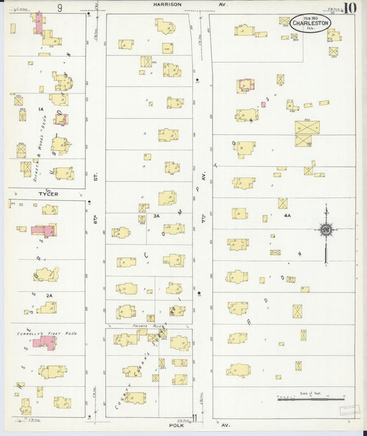 Sanborn Fire Insurance Map from Charleston, Coles County, Illinois (1910), Sheet #0010 - Historic Sanborn Fire Insurance Map Print, vintage old map wall art, antique decor, genealogy gift, Illinois Illinois map