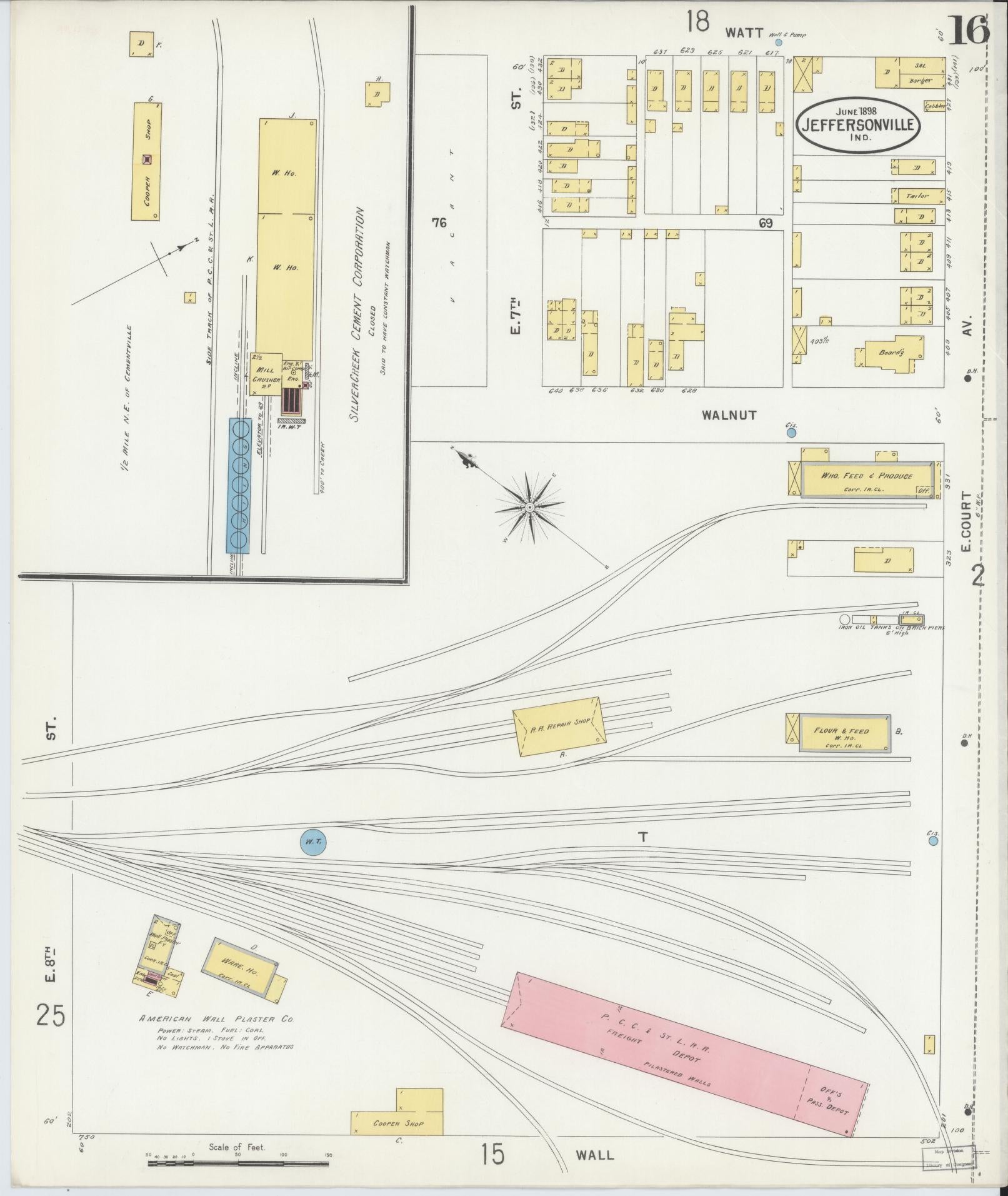 Sanborn Fire Insurance Map from Jeffersonville, Clark County, Indiana (1898), Sheet #0016 - Complete Map Set gallery image, historic Sanborn map, vintage wall art, Indiana Indiana