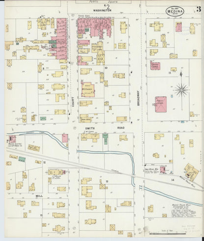 Sanborn Fire Insurance Map from Medina, Medina County, Ohio (1897), Sheet #0003 - Historic Sanborn Fire Insurance Map Print, vintage old map wall art, antique decor, genealogy gift, Ohio Ohio map