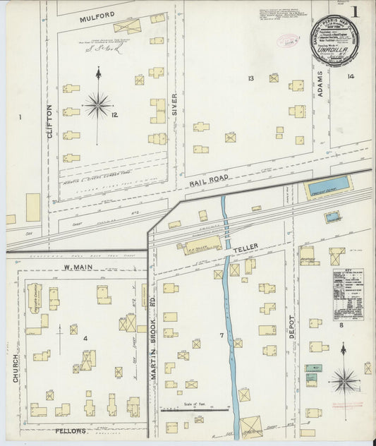 Sanborn Fire Insurance Map from Unadilla, Otsego County, New York (1891), Sheet #0001 - Complete Map Set gallery image, historic Sanborn map, vintage wall art, New York New York