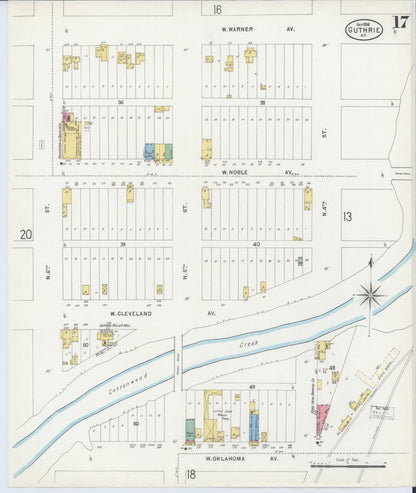 Sanborn Fire Insurance Map from Guthrie, Logan County, Oklahoma (1898), Sheet #0017 - Complete Map Set gallery image, historic Sanborn map, vintage wall art, Oklahoma Oklahoma