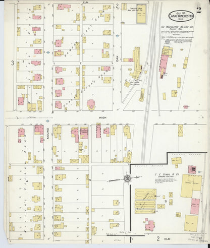 Sanborn Fire Insurance Map from Canal Winchester, Franklin County, Ohio (1915), Sheet #0002 - Historic Sanborn Fire Insurance Map Print, vintage old map wall art, antique decor, genealogy gift, Ohio Ohio map