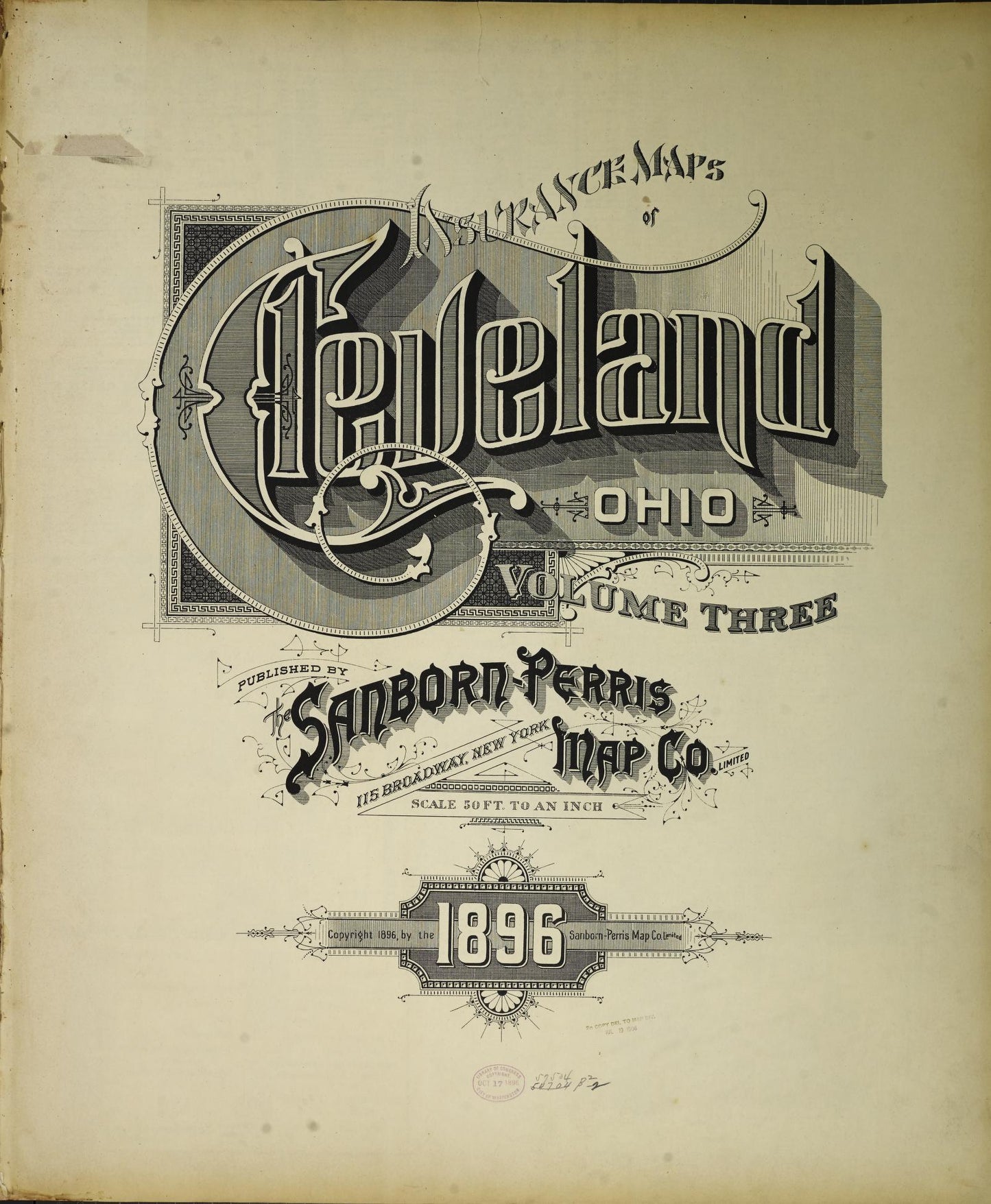Sanborn Fire Insurance Map from Cleveland, Cuyahoga County, Ohio (1896), Sheet #0001 - Complete Map Set gallery image, historic Sanborn map, vintage wall art, Ohio Ohio