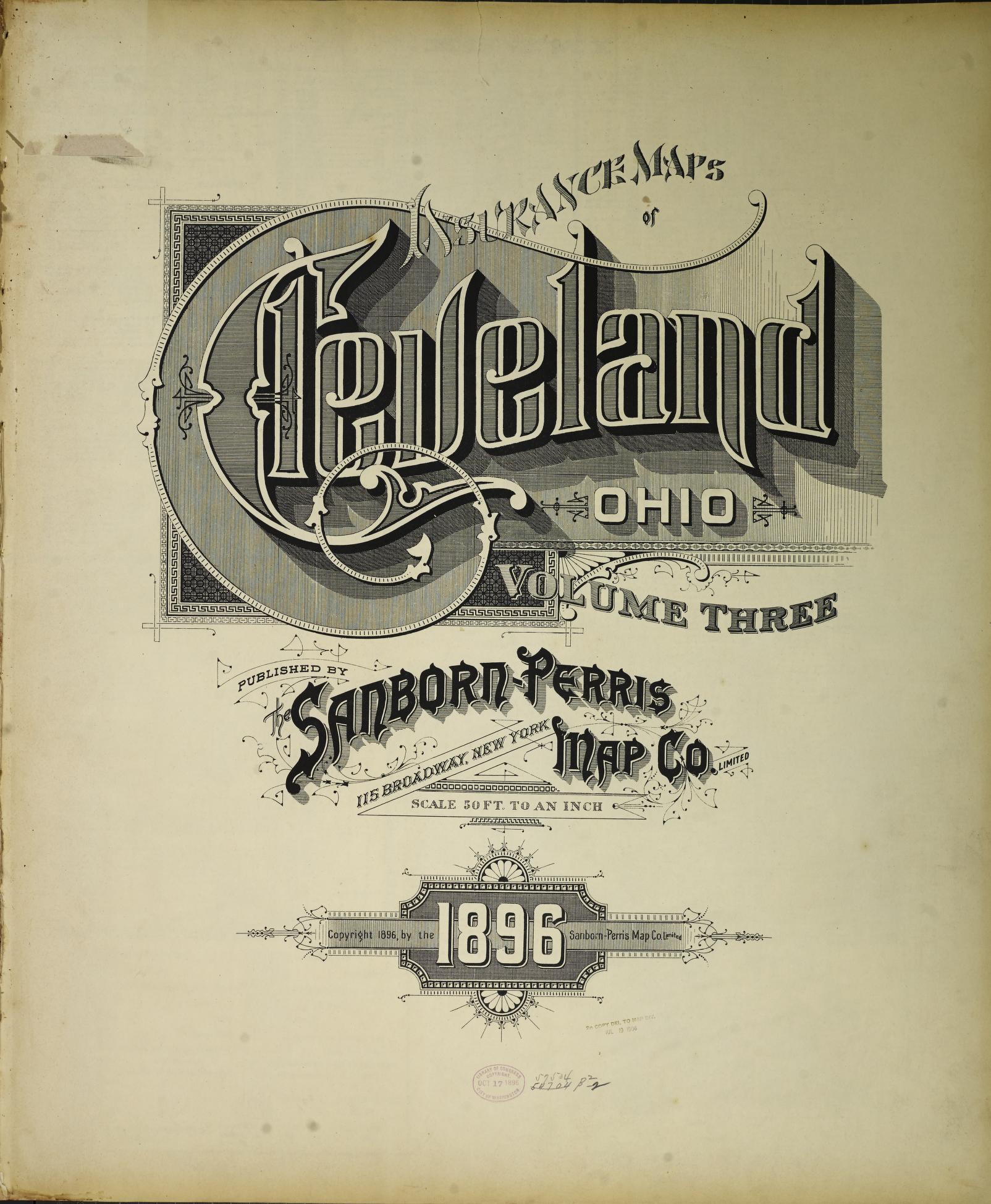 Sanborn Fire Insurance Map from Cleveland, Cuyahoga County, Ohio (1896), Sheet #0001 - Complete Map Set gallery image, historic Sanborn map, vintage wall art, Ohio Ohio
