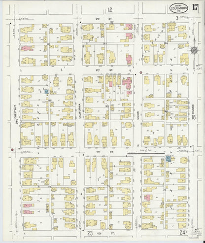 Sanborn Fire Insurance Map from Columbus, Bartholomew County, Indiana (1912), Sheet #0017 - Complete Map Set gallery image, historic Sanborn map, vintage wall art, Indiana Indiana