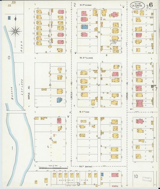 Sanborn Fire Insurance Map from La Junta, Otero County, Colorado (1906), Sheet #0006 - Historic Sanborn Fire Insurance Map Print, vintage old map wall art, antique decor, genealogy gift, Colorado Colorado map
