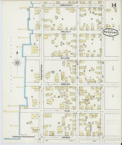 Sanborn Fire Insurance Map from Newport, Newport County, Rhode Island (1891), Sheet #0014 - Complete Map Set gallery image, historic Sanborn map, vintage wall art, Rhode Island Rhode Island