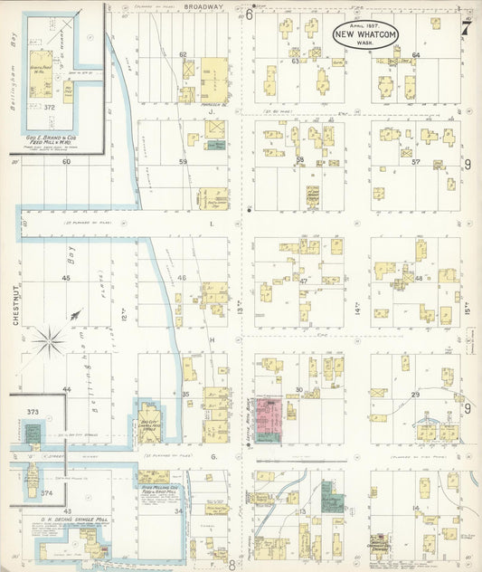 Sanborn Fire Insurance Map from New Whatcom, Whatcom County, Washington (1897), Sheet #0007 - Historic Sanborn Fire Insurance Map Print, vintage old map wall art, antique decor, genealogy gift, Washington Washington map