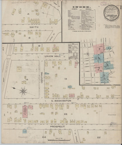 Sanborn Fire Insurance Map from Jamaica, Queens County, New York (1886), Sheet #0001 - Complete Map Set gallery image, historic Sanborn map, vintage wall art, New York New York