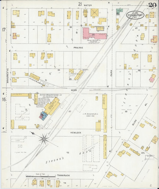 Sanborn Fire Insurance Map from Stevens Point, Portage County, Wisconsin (1904), Sheet #0020 - Historic Sanborn Fire Insurance Map Print, vintage old map wall art, antique decor, genealogy gift, Wisconsin Wisconsin map