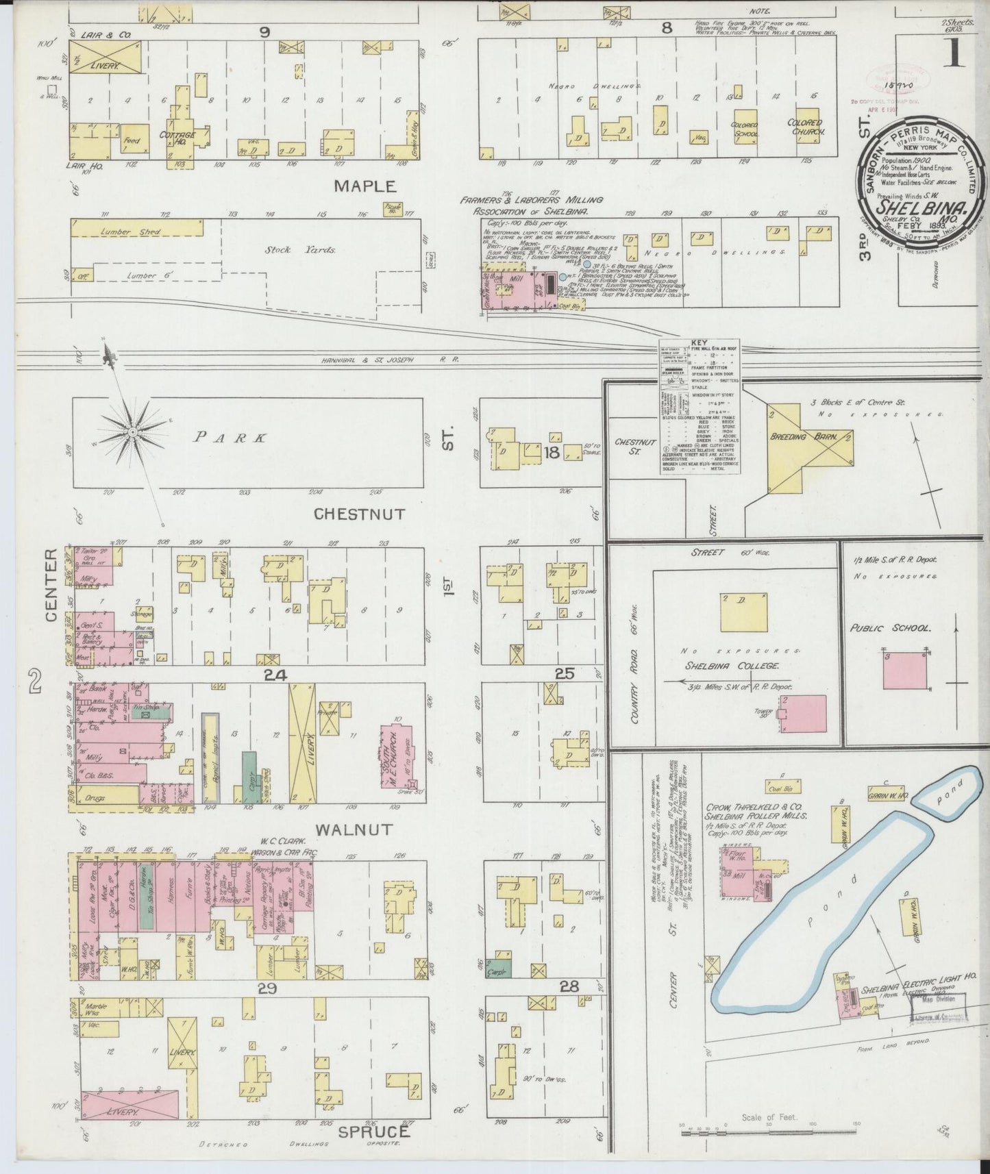Sanborn Fire Insurance Map from Shelbina, Shelby County, Missouri (1893), Sheet #0001 - Historic Sanborn Fire Insurance Map Print, vintage old map wall art, antique decor, genealogy gift, Missouri Missouri map