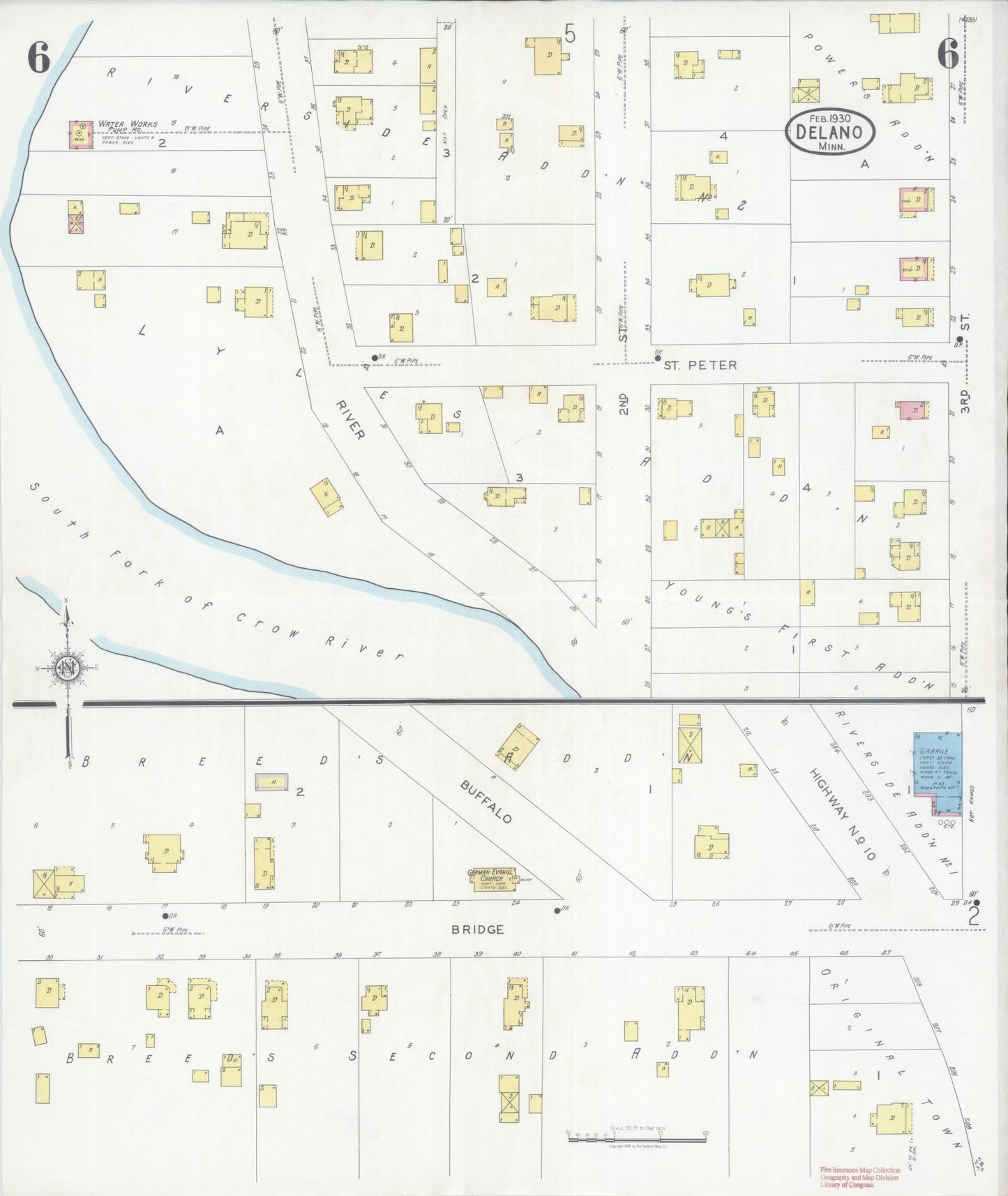 Sanborn Fire Insurance Map from Delano, Wright County, Minnesota (1930), Sheet #0006 - Complete Map Set gallery image, historic Sanborn map, vintage wall art, Minnesota Minnesota