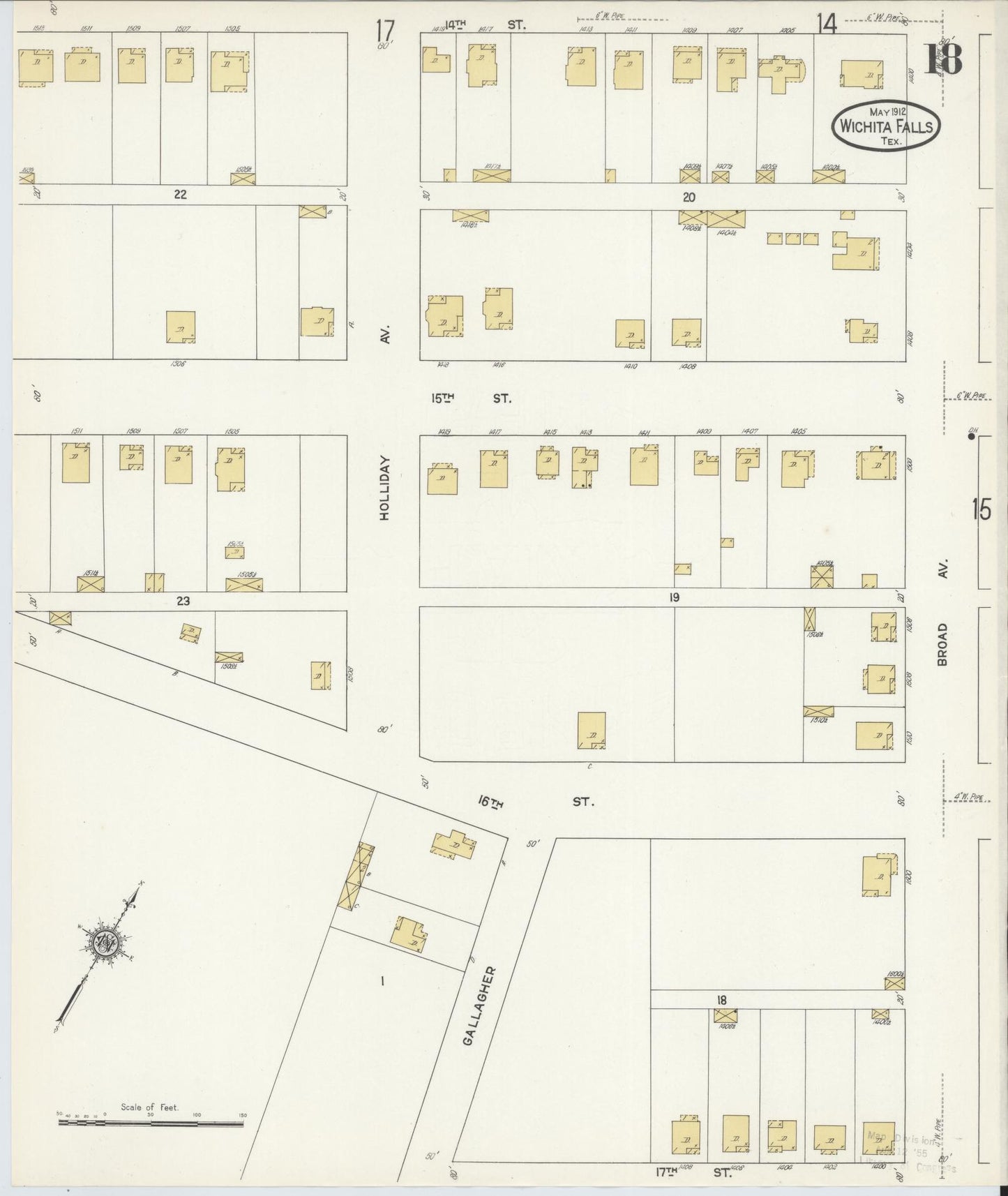 Sanborn Fire Insurance Map from Wichita Falls, Wichita County, Texas (1912), Sheet #0018 - Complete Map Set gallery image, historic Sanborn map, vintage wall art, Texas Texas