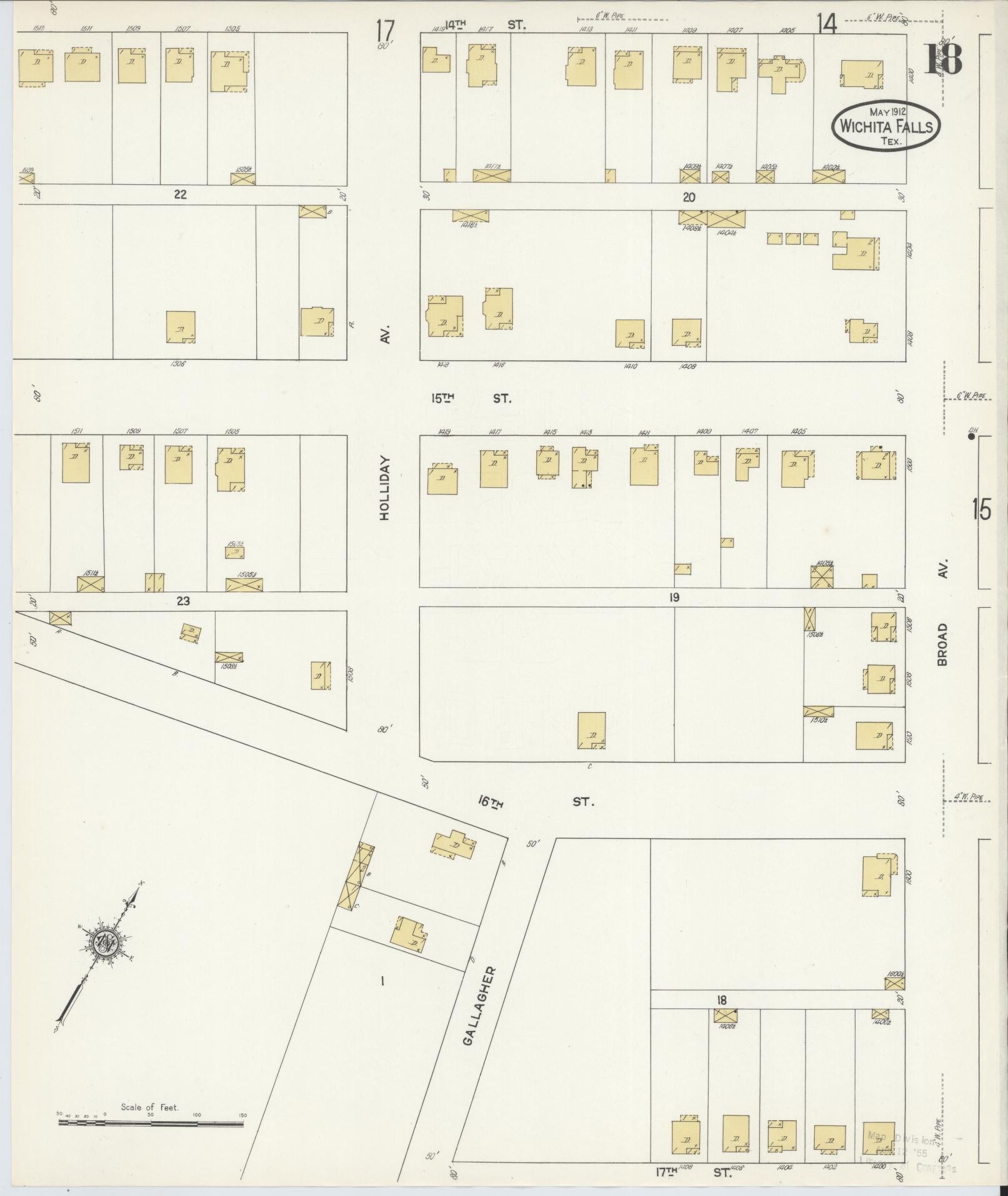 Sanborn Fire Insurance Map from Wichita Falls, Wichita County, Texas (1912), Sheet #0018 - Complete Map Set gallery image, historic Sanborn map, vintage wall art, Texas Texas