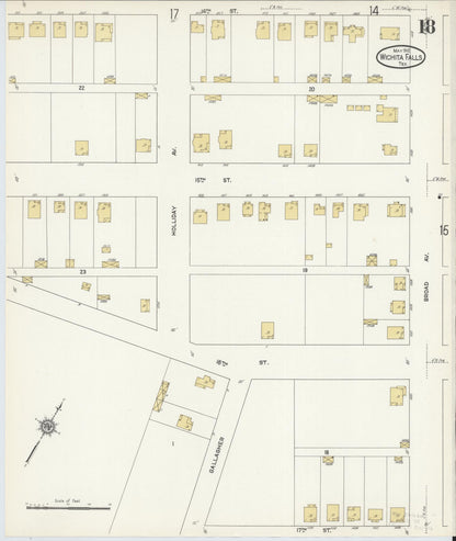 Sanborn Fire Insurance Map from Wichita Falls, Wichita County, Texas (1912), Sheet #0018 - Complete Map Set gallery image, historic Sanborn map, vintage wall art, Texas Texas