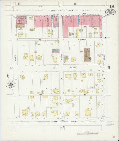 Sanborn Fire Insurance Map from Ardmore, Carter County, Oklahoma (1907), Sheet #0018 - Complete Map Set gallery image, historic Sanborn map, vintage wall art, Oklahoma Oklahoma