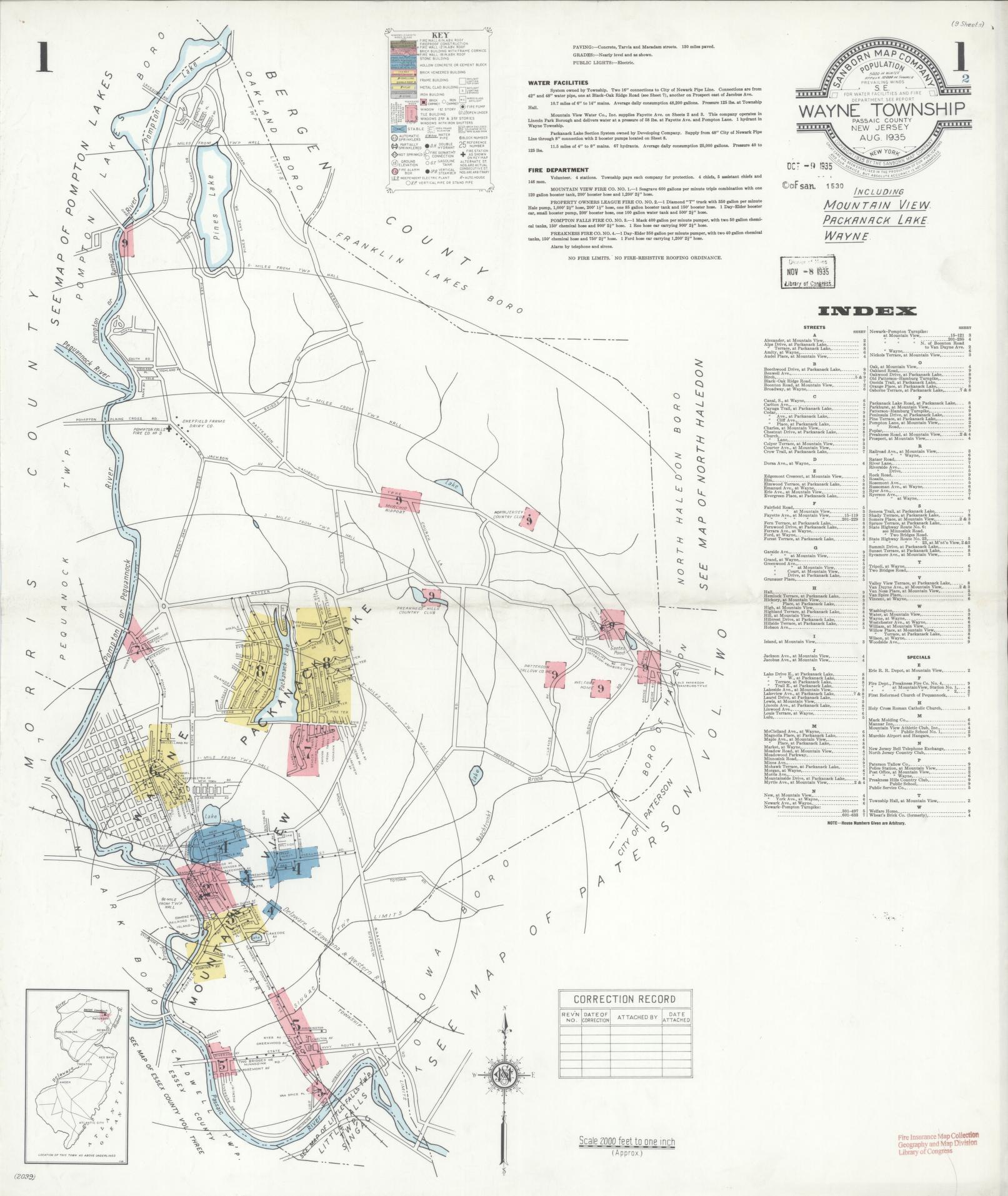 Sanborn Fire Insurance Map from Wayne Twp, Passaic County, New Jersey. (1935) – Historic Sanborn Fire Insurance Map Print