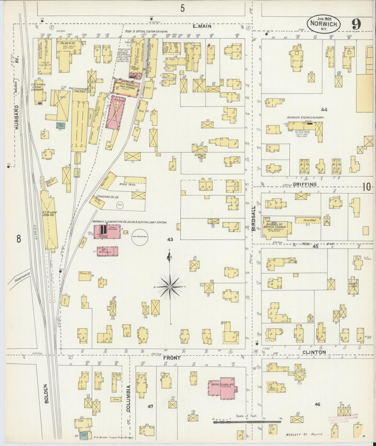 Sanborn Fire Insurance Map from Norwich, Chenango County, New York (1903), Sheet #0009 - Complete Map Set gallery image, historic Sanborn map, vintage wall art, New York New York