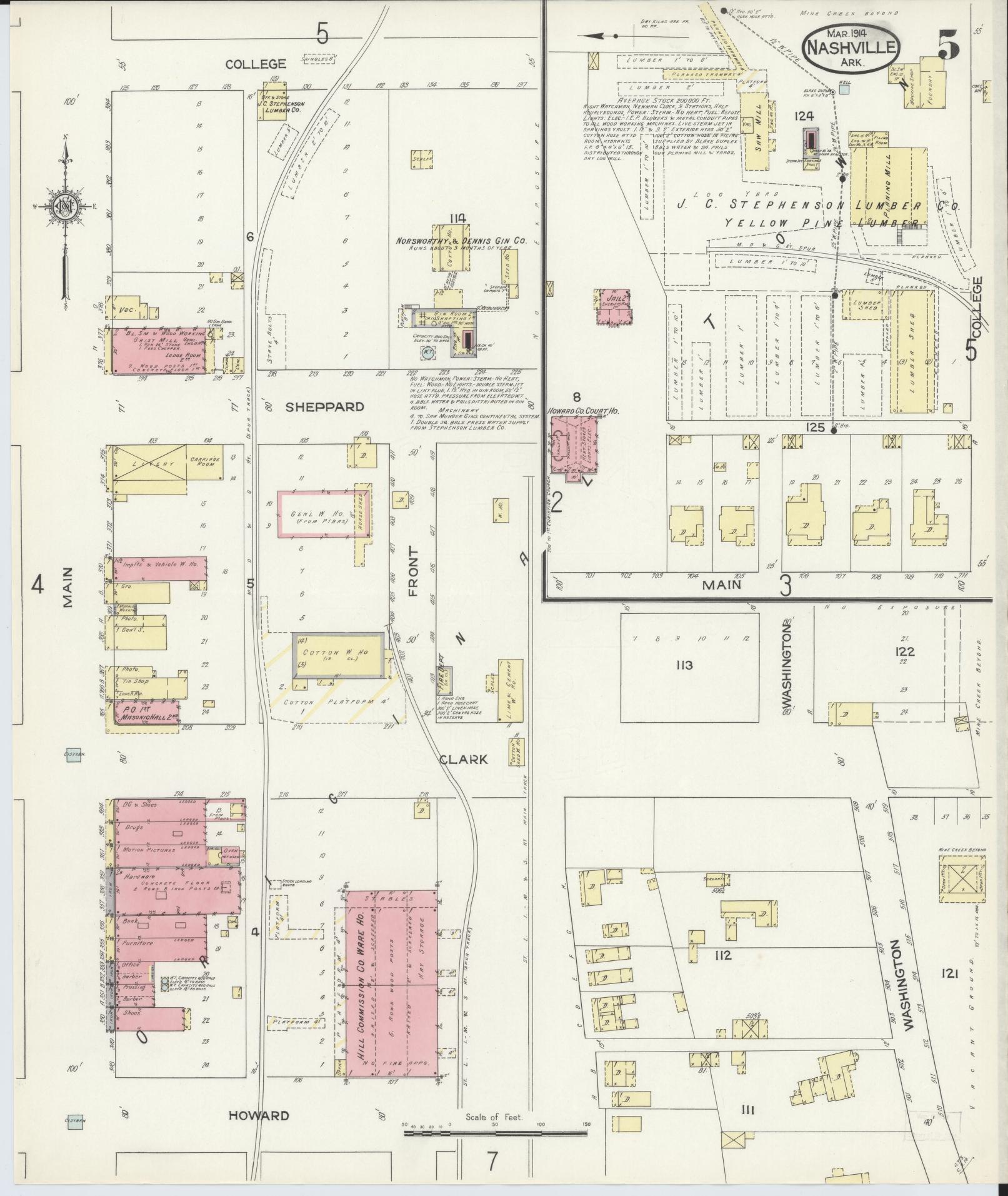 Sanborn Fire Insurance Map from Nashville, Howard County, Arkansas (1914), Sheet #0005 - Complete Map Set gallery image, historic Sanborn map, vintage wall art, Arkansas Arkansas