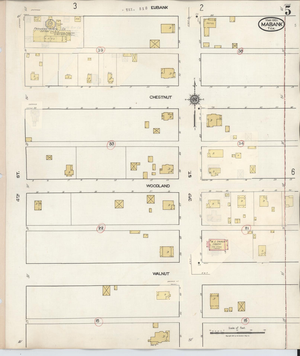 Sanborn Fire Insurance Map from Mabank, Kaufman County, Texas (1934), Sheet #0005 - Complete Map Set gallery image, historic Sanborn map, vintage wall art, Texas Texas