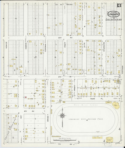 Sanborn Fire Insurance Map from Longmont, Boulder County, Colorado (1918), Sheet #0013 - Complete Map Set gallery image, historic Sanborn map, vintage wall art, Colorado Colorado