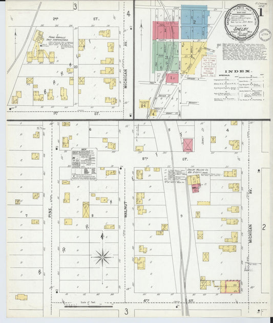 Sanborn Fire Insurance Map from Shelby, Oceana County, Michigan (1900), Sheet #0001 - Historic Sanborn Fire Insurance Map Print, vintage old map wall art, antique decor, genealogy gift, Michigan Michigan map