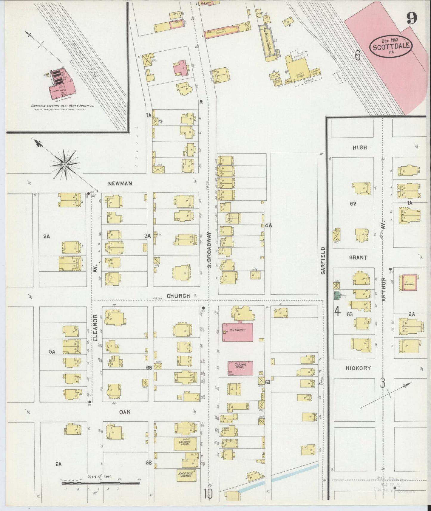 Sanborn Fire Insurance Map from Scottdale, Westmoreland County, Pennsylvania (1903), Sheet #0009 - Complete Map Set gallery image, historic Sanborn map, vintage wall art, Pennsylvania Pennsylvania