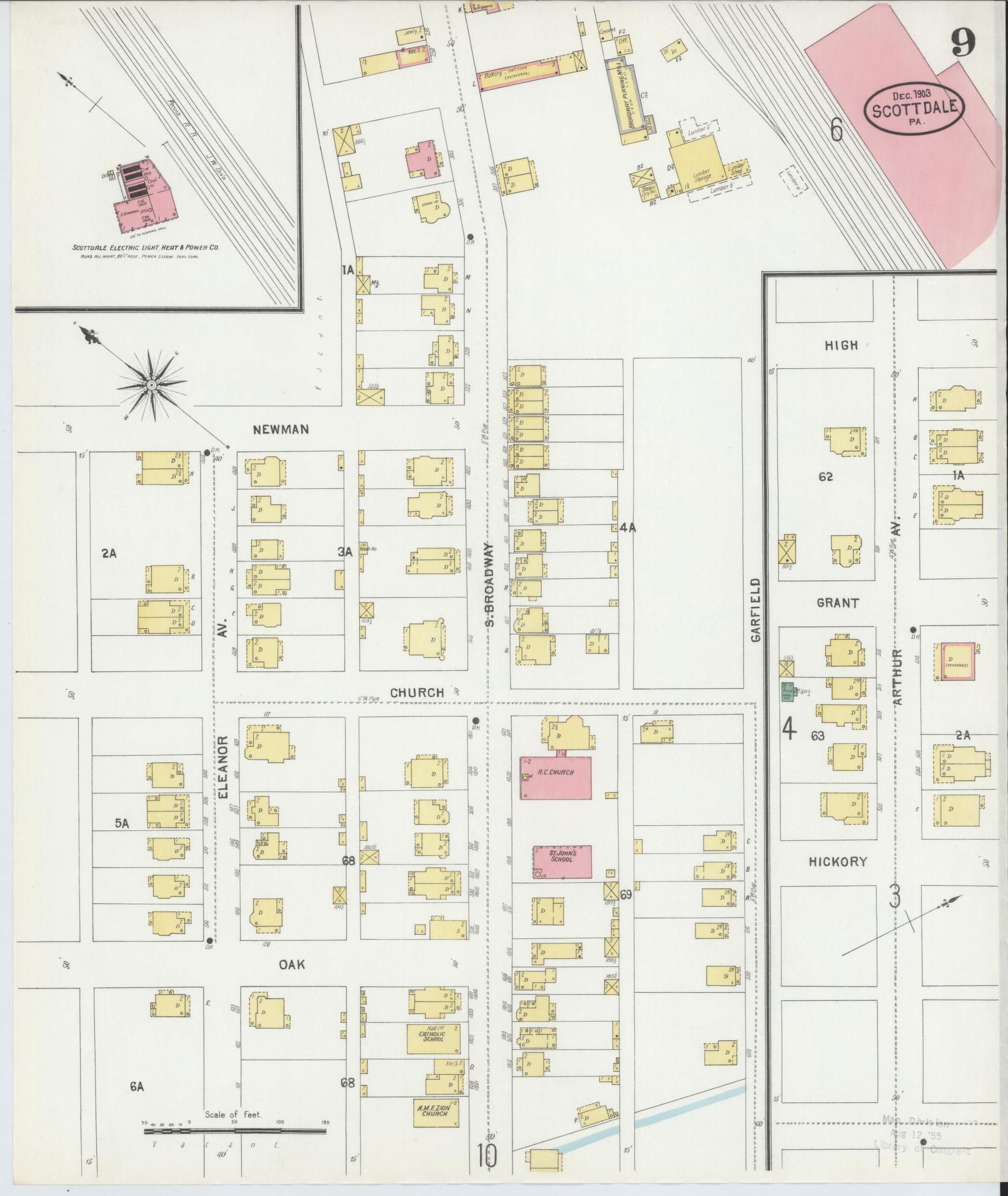 Sanborn Fire Insurance Map from Scottdale, Westmoreland County, Pennsylvania (1903), Sheet #0009 - Complete Map Set gallery image, historic Sanborn map, vintage wall art, Pennsylvania Pennsylvania