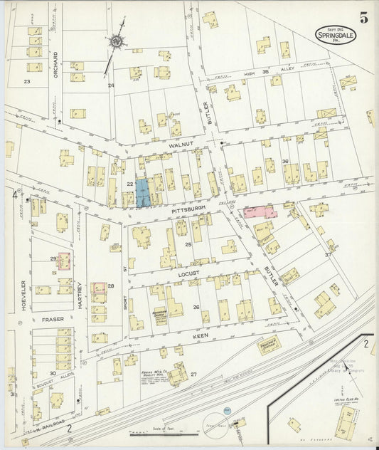 Sanborn Fire Insurance Map from Springdale, Allegheny County, Pennsylvania (1914), Sheet #0005 - Historic Sanborn Fire Insurance Map Print, vintage old map wall art, antique decor, genealogy gift, Pennsylvania Pennsylvania map