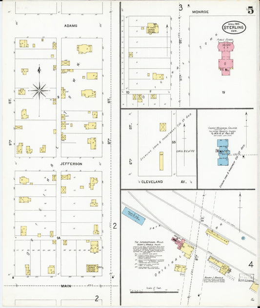Sanborn Fire Insurance Map from Sterling, Rice County, Kansas (1905), Sheet #0005 - Historic Sanborn Fire Insurance Map Print, vintage old map wall art, antique decor, genealogy gift, Kansas Kansas map