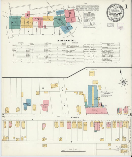 Sanborn Fire Insurance Map from Quakertown, Bucks County, Pennsylvania (1904), Sheet #0001 - Historic Sanborn Fire Insurance Map Print, vintage old map wall art, antique decor, genealogy gift, Pennsylvania Pennsylvania map