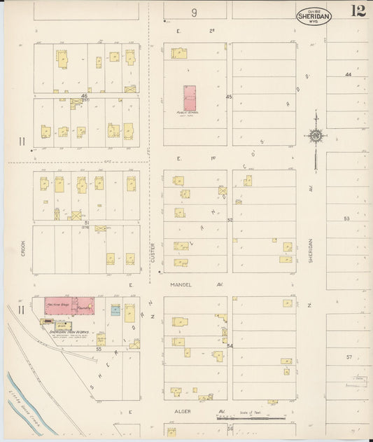 Sanborn Fire Insurance Map from Sheridan, Sheridan County, Wyoming (1912), Sheet #0012 - Historic Sanborn Fire Insurance Map Print, vintage old map wall art, antique decor, genealogy gift, Wyoming Wyoming map