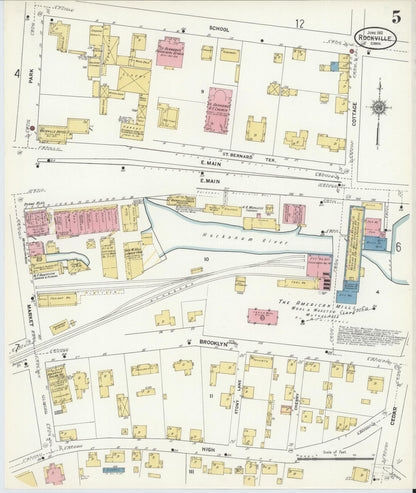 Sanborn Fire Insurance Map from Rockville, Tolland County, Connecticut (1911), Sheet #0005 - Complete Map Set gallery image, historic Sanborn map, vintage wall art, Connecticut Connecticut