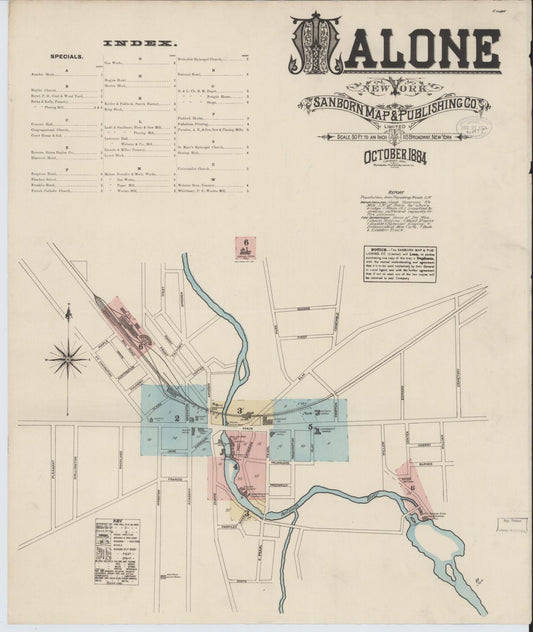 Sanborn Fire Insurance Map from Malone, Franklin County, New York. (1884) – Historic Sanborn Fire Insurance Map Print