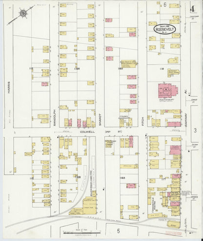 Sanborn Fire Insurance Map from Roosevelt, Middlesex County, New Jersey (1916), Sheet #0004 - Historic Sanborn Fire Insurance Map Print, vintage old map wall art, antique decor, genealogy gift, New Jersey New Jersey map