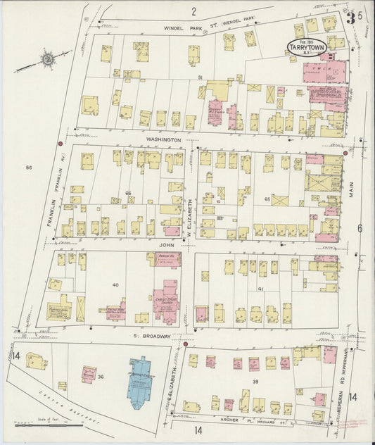 Sanborn Fire Insurance Map from Tarrytown, Westchester County, New York (1915), Sheet #0003 - Historic Sanborn Fire Insurance Map Print, vintage old map wall art, antique decor, genealogy gift, New York New York map