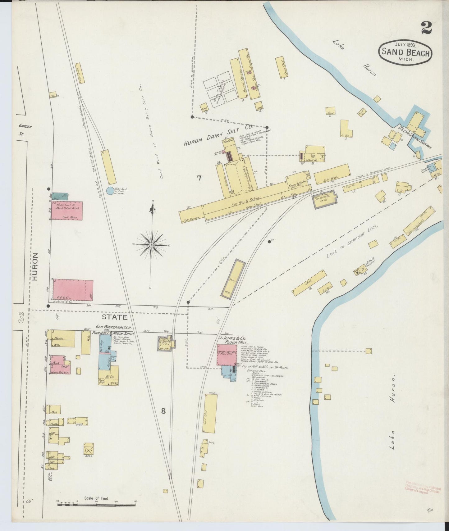Sanborn Fire Insurance Map from Sand Beach, Huron County, Michigan (1893), Sheet #0002 - Complete Map Set gallery image, historic Sanborn map, vintage wall art, Michigan Michigan