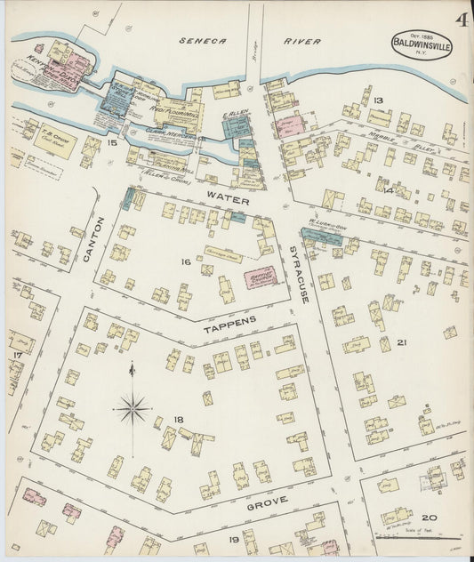 Sanborn Fire Insurance Map from Baldwinsville, Onondaga County, New York (1885), Sheet #0004 - Historic Sanborn Fire Insurance Map Print, vintage old map wall art, antique decor, genealogy gift, New York New York map