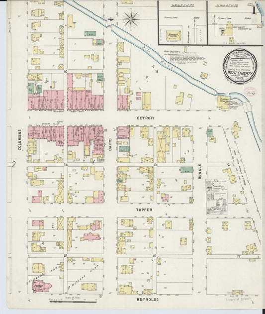 Sanborn Fire Insurance Map from West Liberty, Logan County, Ohio (1896), Sheet #0001 - Complete Map Set gallery image, historic Sanborn map, vintage wall art, Ohio Ohio