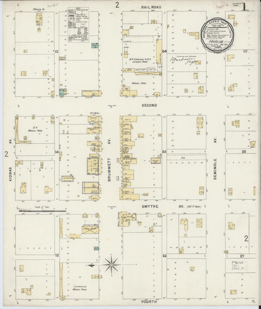 Sanborn Fire Insurance Map from Marlow, Stephens County, Oklahoma (1896), Sheet #0001 - Complete Map Set gallery image, historic Sanborn map, vintage wall art, Oklahoma Oklahoma