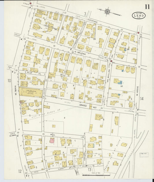 Sanborn Fire Insurance Map from Lead, Lawrence County, South Dakota (1915), Sheet #0011 - Historic Sanborn Fire Insurance Map Print, vintage old map wall art, antique decor, genealogy gift, South Dakota South Dakota map